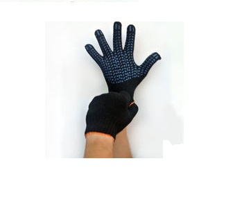 Перчатки х/б трикотажные с ПВХ черные 4 нити, 10класс - хозяйственные товары для офиса